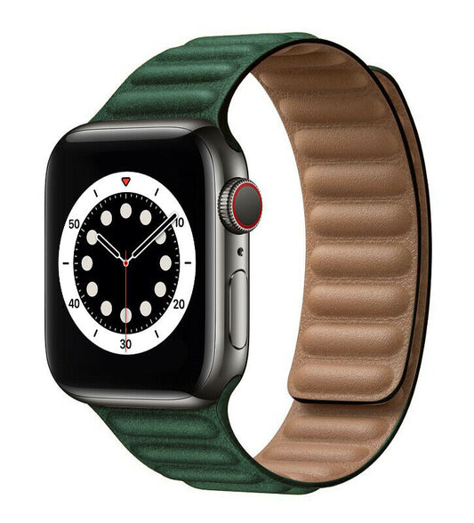 Apple Watch - Lederarmband Magnetverschluss in Dunkelgrün