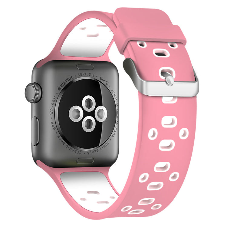 Apple Watch - Silikon Loch Armband in Rosa / Weiß