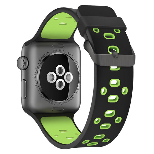 Apple Watch - Silikon Loch Armband in Schwarz / Grün