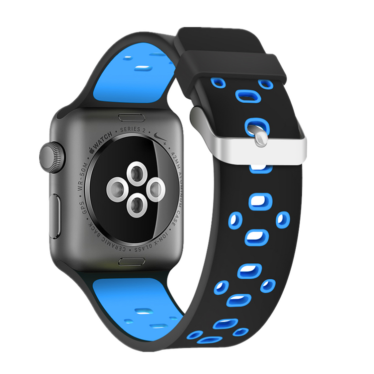 Apple Watch - Silikon Loch Armband in Schwarz / Blau