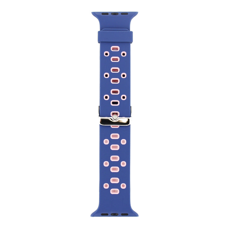 Apple Watch - Silikon Loch Armband in Blau / Rosa