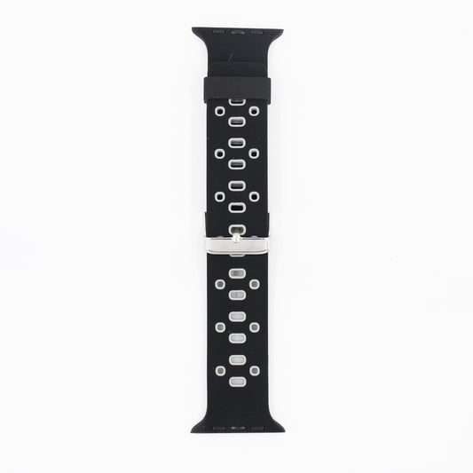 Apple Watch - Silikon Loch Armband in Schwarz / Grau