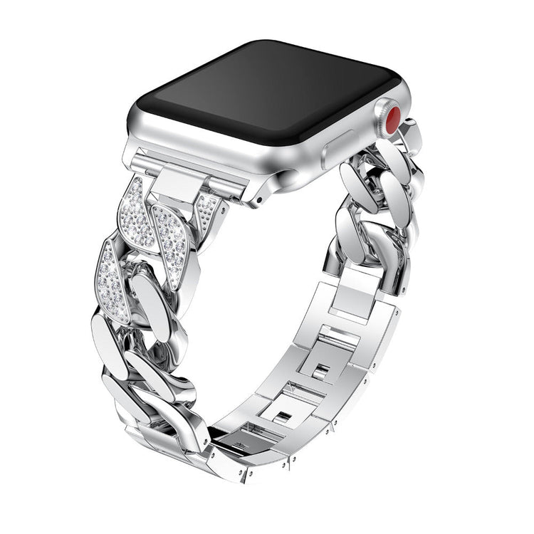 Apple Watch Ersatzarmband Edelstahl Armband Silber mit Steinen