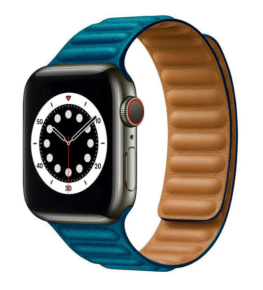 Apple Watch - Lederarmband Magnetverschluss in Azurblau