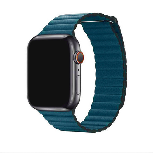 Apple Watch - Lederarmband Magnetverschluss in Azurblau