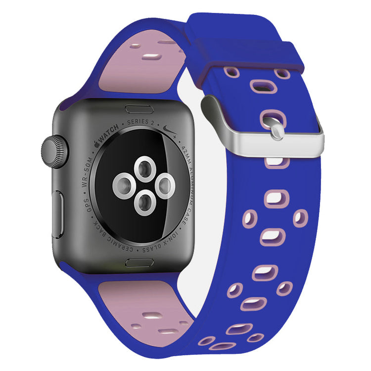 Apple Watch - Silikon Loch Armband in Blau / Rosa